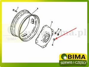 NAKRĘTKA SZPILKI ŚRUBY KOŁA TYLNEGO  MASSEY FERGUSON 847417M1, M847417 11/16 ''